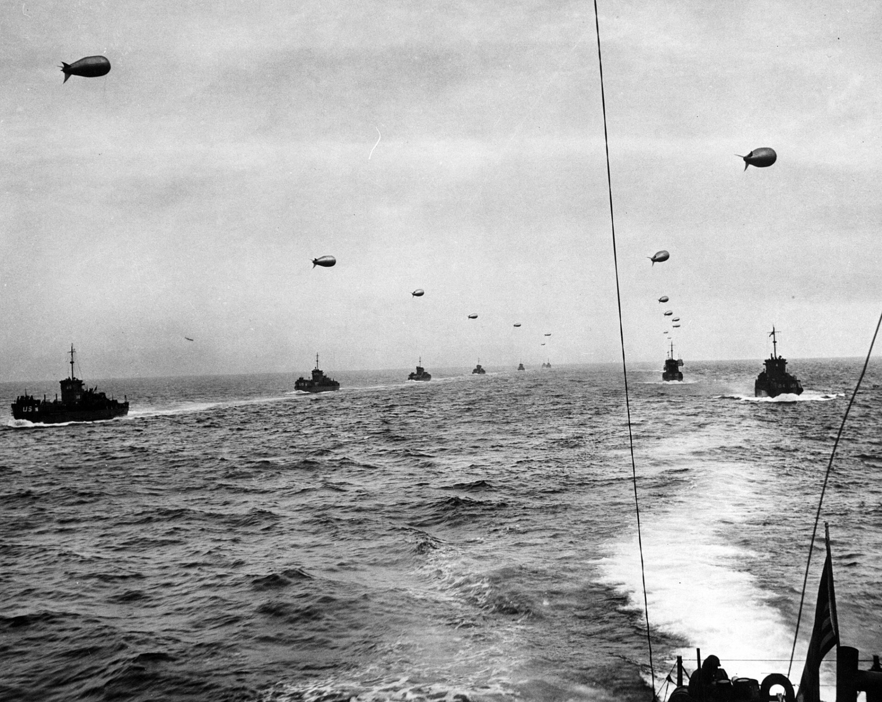 Large landing craft convoy crosses the English Channel 